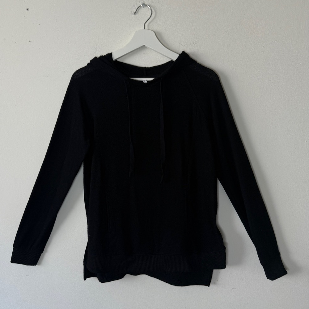 Z SUPPLY Soft Black Side Slit Black Hooded Pull Over Sweatshirt
